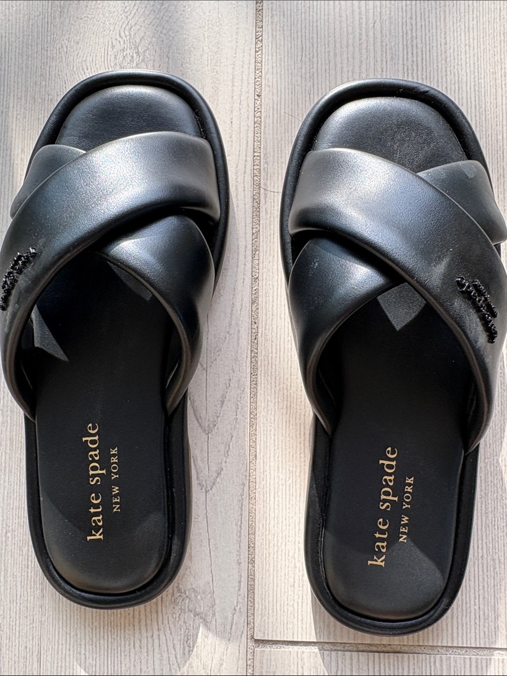 Kate Spade  - Rio slide Black Cross-Band Slide Sandals